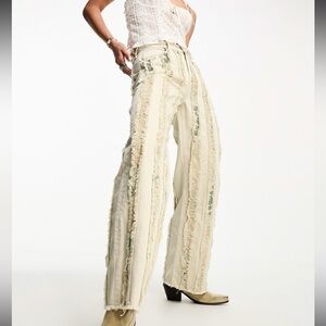 ASOS Reclaimed Vintage Limited Edition extreme distressed jeans in ecru 26